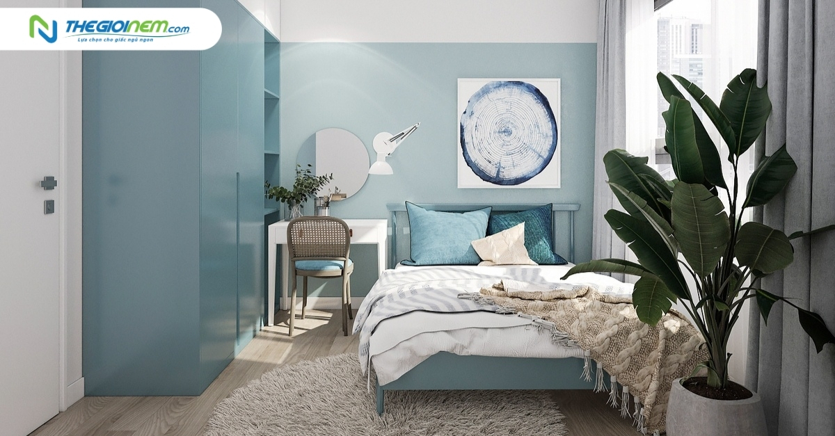 Tường màu xanh nên chọn ga giường màu gì? - Bí quyết phối màu phòng ngủ tinh tế