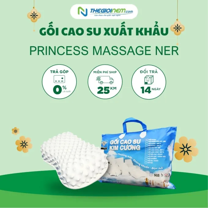 Gối cao su xuất khẩu Princess - Massage Ner Giá Ưu Đãi Tại Hệ Thống Thegioinem.com